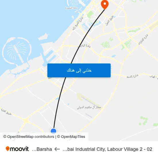 Dubai Industrial  City, Labour Village 2 - 02 to Al Barsha map