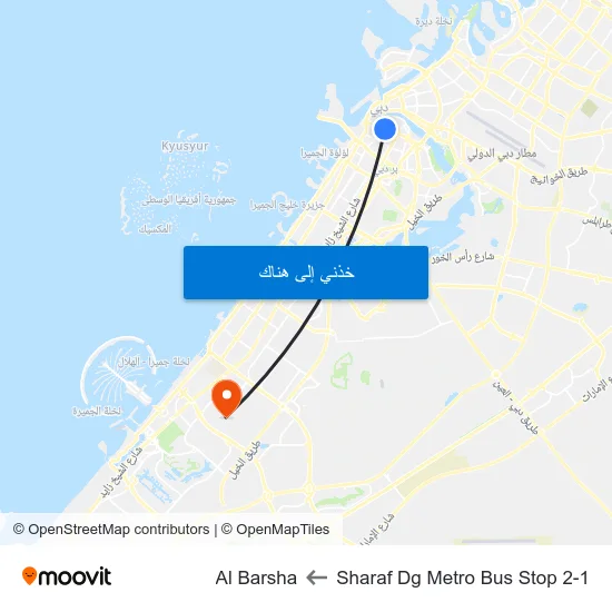 Sharaf Dg Metro Bus Stop 2-1 to Al Barsha map