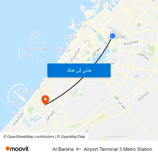 Airport Terminal 3 Metro Station to Al Barsha map