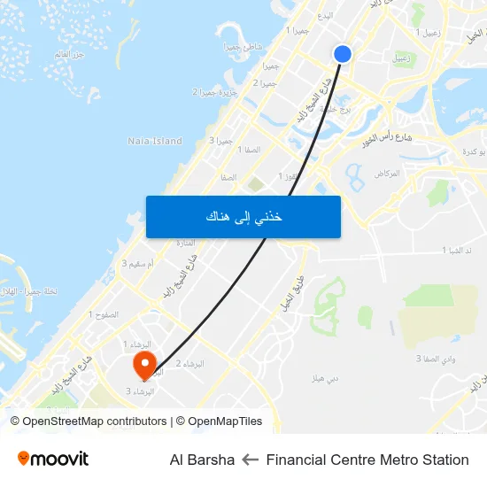 Financial Centre Metro Station to Al Barsha map