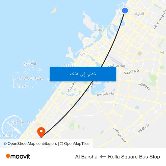 Rolla Square Bus Stop to Al Barsha map