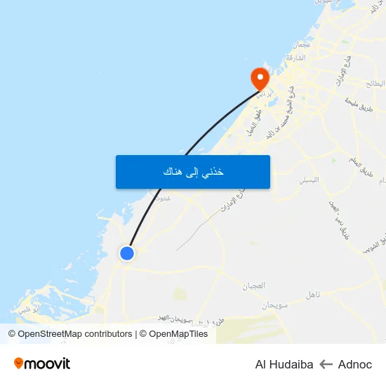 Adnoc to Al Hudaiba map