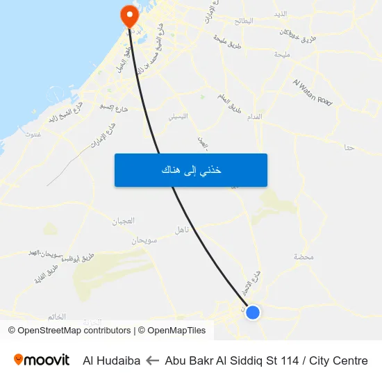 Abu Bakr Al Siddiq St 114 / City Centre to Al Hudaiba map