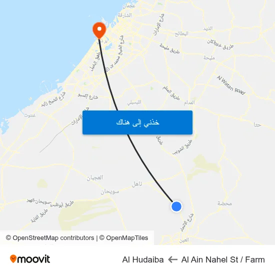 Al Ain  Nahel St  / Farm to Al Hudaiba map