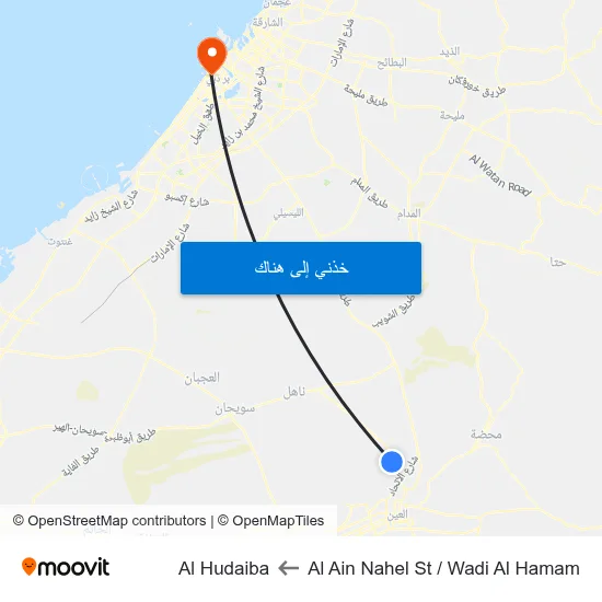 Al Ain  Nahel St  / Wadi Al Hamam to Al Hudaiba map