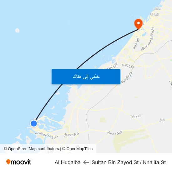 Sultan Bin Zayed St / Khalifa St to Al Hudaiba map