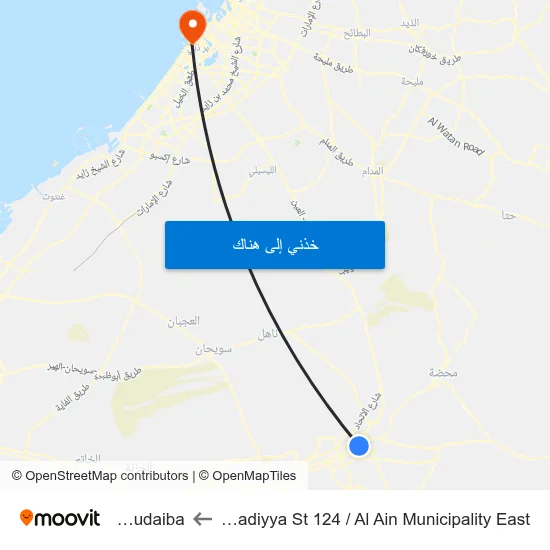 Al Baladiyya St 124 / Al Ain Municipality East to Al Hudaiba map