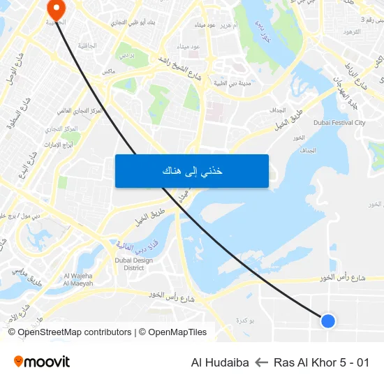 Ras Al Khor 5 - 01 to Al Hudaiba map