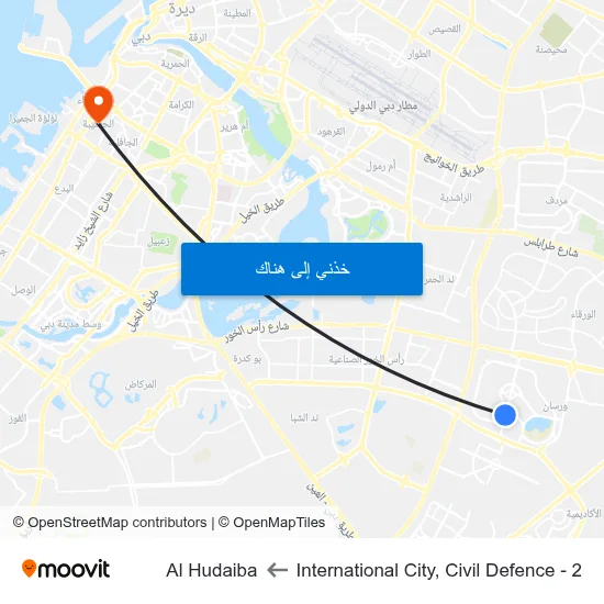 International City, Civil Defence - 2 to Al Hudaiba map