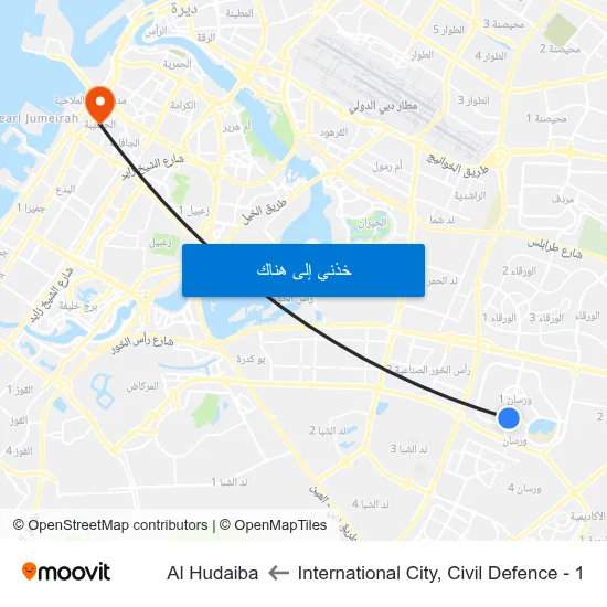 International City, Civil Defence - 1 to Al Hudaiba map