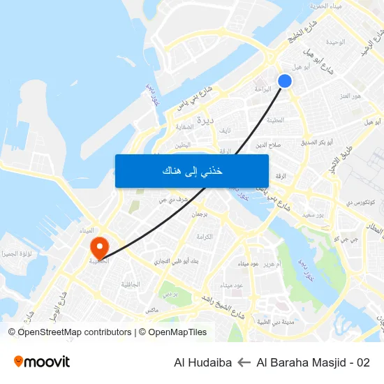 Al Baraha Masjid - 02 to Al Hudaiba map