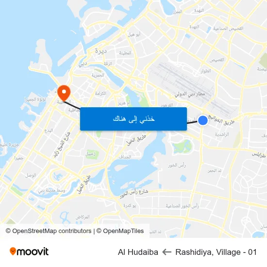 Rashidiya, Village - 01 to Al Hudaiba map