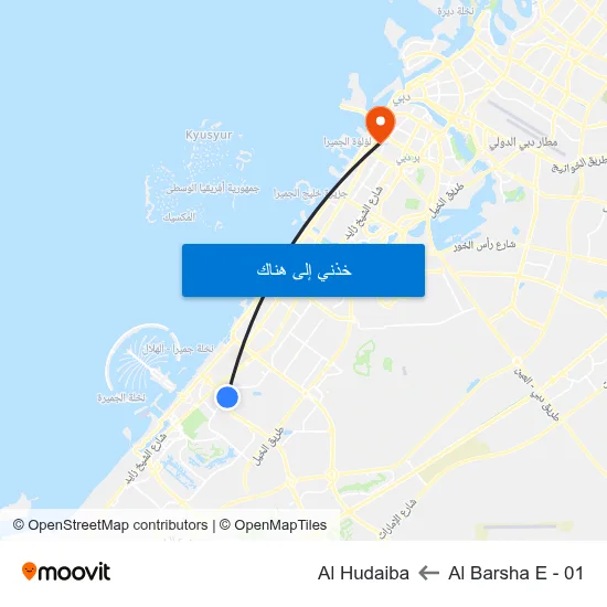 Al Barsha E - 01 to Al Hudaiba map