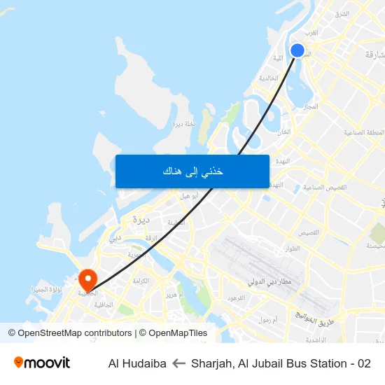 Sharjah, Al Jubail Bus Station - 02 to Al Hudaiba map
