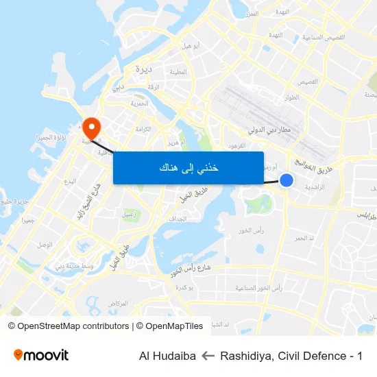 Rashidiya, Civil Defence - 1 to Al Hudaiba map