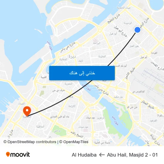 Abu Hail, Masjid 2 - 01 to Al Hudaiba map