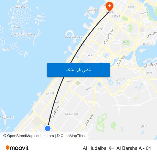 Al Barsha A - 01 to Al Hudaiba map