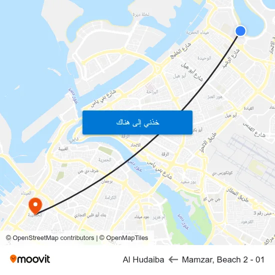 Mamzar, Beach 2 - 01 to Al Hudaiba map