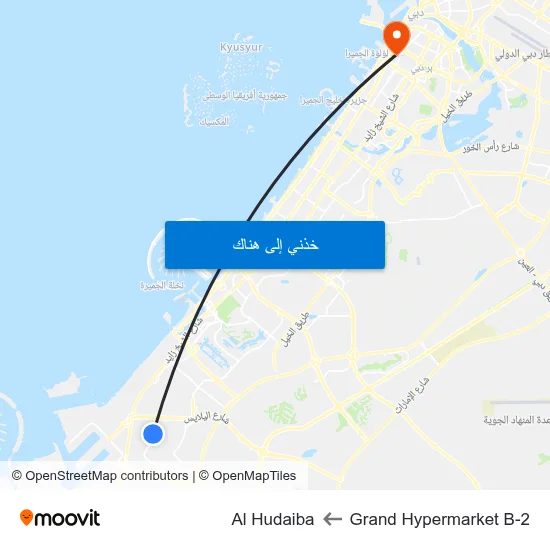 Grand Hypermarket B-2 to Al Hudaiba map