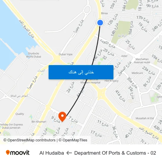 Department Of Ports & Customs - 02 to Al Hudaiba map