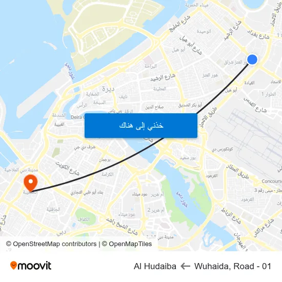 Wuhaida, Road - 01 to Al Hudaiba map