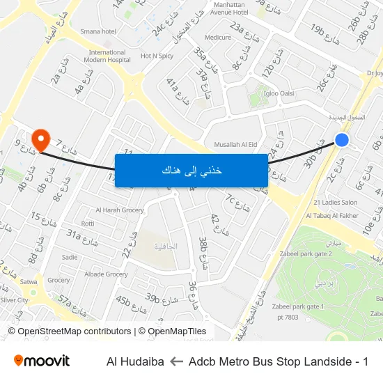 Adcb Metro Bus Stop Landside - 1 to Al Hudaiba map