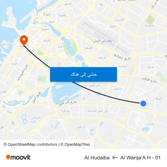 Al Warqa'A H - 01 to Al Hudaiba map