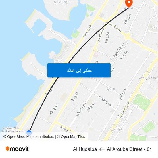 Al Arouba Street - 01 to Al Hudaiba map