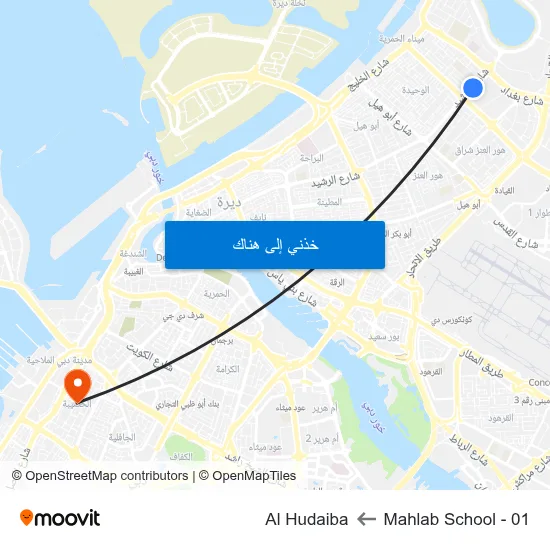 Mahlab School - 01 to Al Hudaiba map