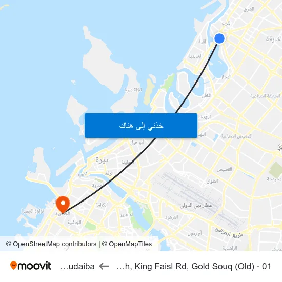 Sharjah, King Faisl Rd, Gold Souq (Old) - 01 to Al Hudaiba map