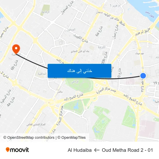 Oud Metha Road 2 - 01 to Al Hudaiba map