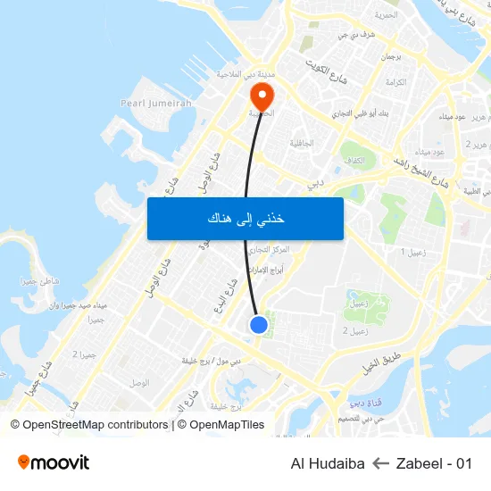 Zabeel - 01 to Al Hudaiba map