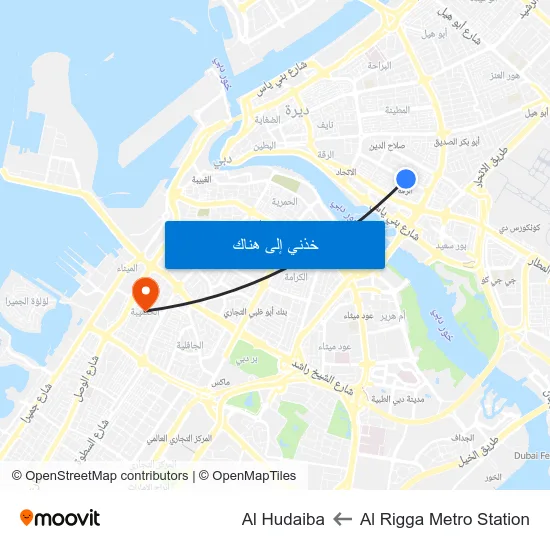Al Rigga Metro Station to Al Hudaiba map