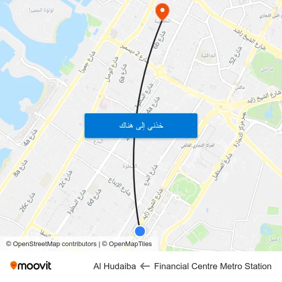 Financial Centre Metro Station to Al Hudaiba map