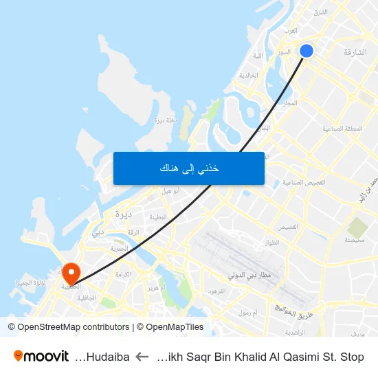 Sheikh Saqr Bin Khalid Al Qasimi St. Stop to Al Hudaiba map
