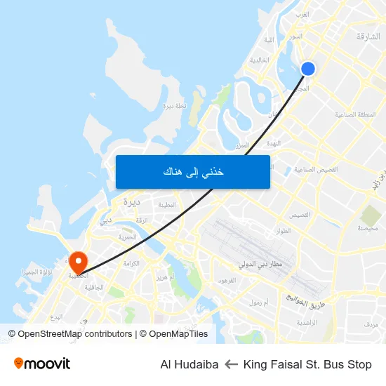 King Faisal St. Bus Stop to Al Hudaiba map