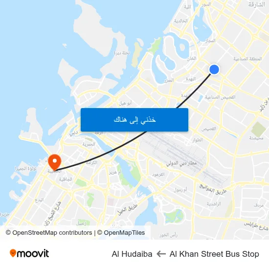 Al Khan Street Bus Stop to Al Hudaiba map