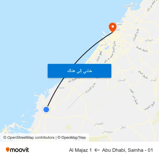 Abu Dhabi, Samha - 01 to Al Majaz 1 map