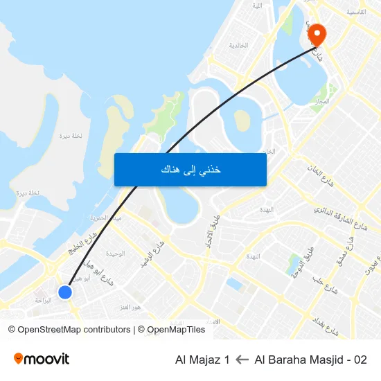 Al Baraha Masjid - 02 to Al Majaz 1 map