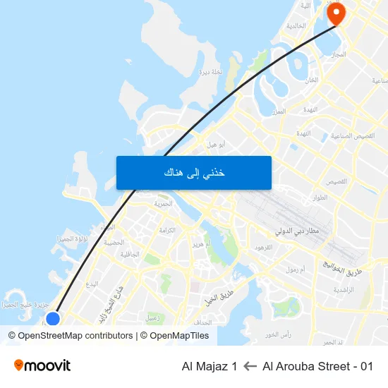 Al Arouba Street - 01 to Al Majaz 1 map
