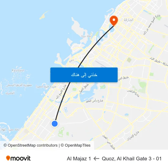 Quoz, Al Khail Gate 3 - 01 to Al Majaz 1 map