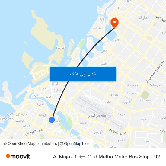 Oud Metha Metro Bus Stop - 02 to Al Majaz 1 map
