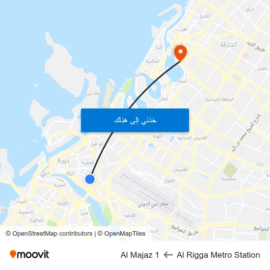Al Rigga Metro Station to Al Majaz 1 map