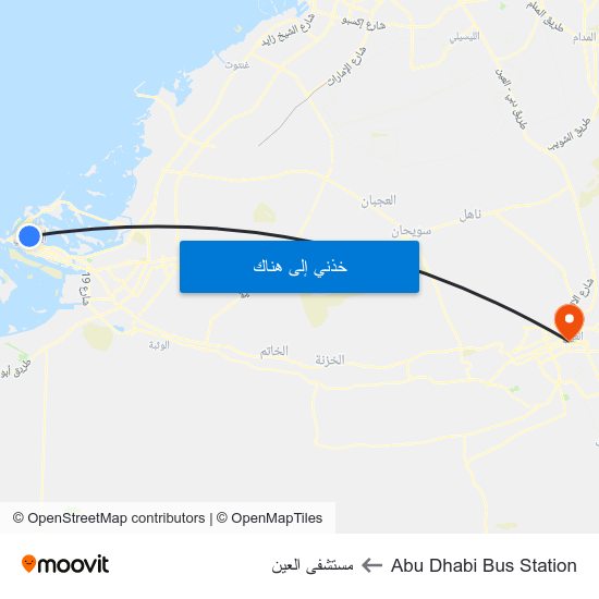 Abu Dhabi Bus Station to مستشفى العين map