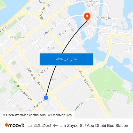 Hazaa Bin Zayed St /  Abu Dhabi Bus Station to كليفلاند كلينك أبو ظبي map