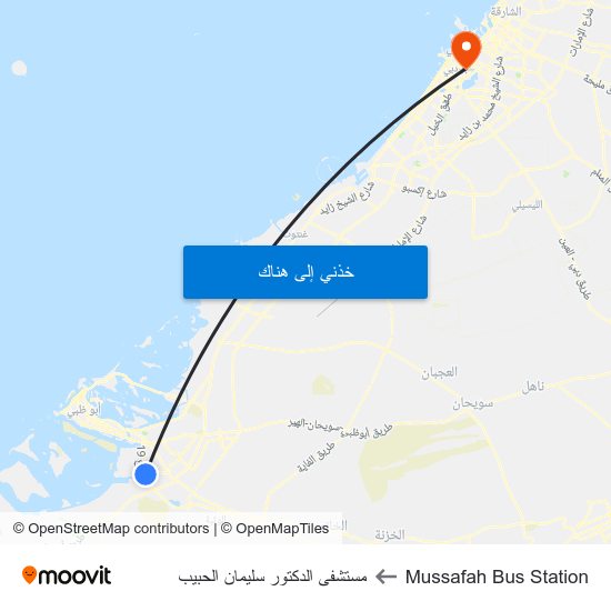 Mussafah Bus Station to مستشفى الدكتور سليمان الحبيب map