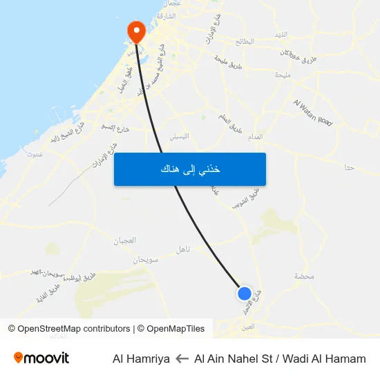 Al Ain  Nahel St  / Wadi Al Hamam to Al Hamriya map