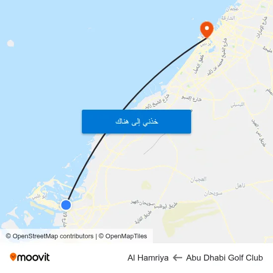 Abu Dhabi Golf Club to Al Hamriya map