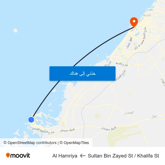 Sultan Bin Zayed St / Khalifa St to Al Hamriya map
