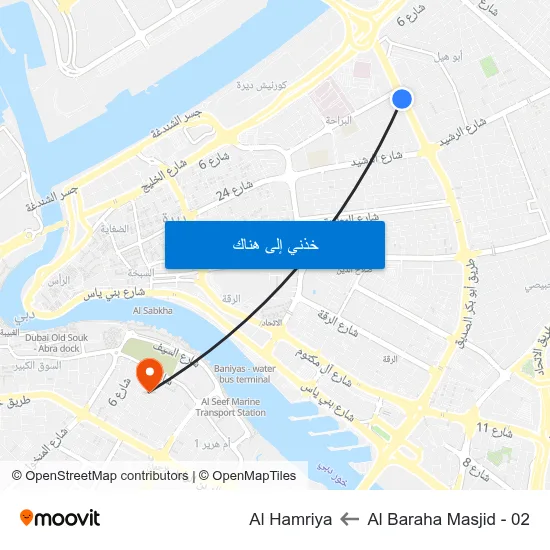 Al Baraha Masjid - 02 to Al Hamriya map